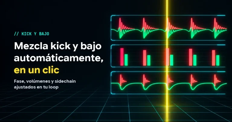 Mezclar kick y bajo automáticamente en un clic: fase, volúmenes y sidechain ajustados en tu loop